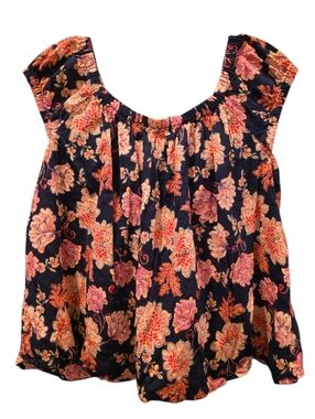 Old Navy Floral Print Peasant Blouse With Tie In The Back Size Large